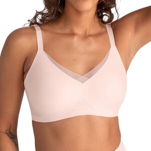 Honeylove CrossOver Bra Size Medium Beige Mesh Wireless Convertible Straps